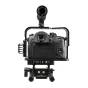 Ikan Panasonic GH4 kameros kėdė su apverčiama viršutine rankena, 15 mm strypais ir pagrindine plokšte - viršutinė surinktos aliuminio kėdės sistemos perspektyva