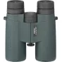 Pentax ZD 10x43 vandensatsparūs binokliai: priekis su vandensatsparumo žyme WP, tvirtu žaliu guminiu dengimu ir puikiomis optinėmis savybėmis lauko pramogoms