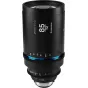 Laowa 85mm T2 2X Anamorfinis objektyvas mėlyna versija su Canon EF prijungimu - priekis, akcentuojantis optinės kokybės ir rankinio valdymo detales