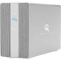 OWC Mercury Elite Pro Dual 8TB išorinis SSD saugykla su dviem 2TB Extreme Pro diskais ir integruotu 3-Port USB hub, priekinis ir šoninis vaizdas