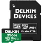 Delkin microSD Power 256GB UHS-II V90 kortelė su UHS-II SD adaptatoriumi, skirta greitam 8K vaizdo įrašymui ir profesionaliam fotografavimui