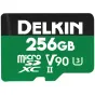 Delkin 256GB mikroSD UHS-II V90 atminties kortelė, skirta didelio greičio 8K vaizdo įrašymui ir profesionaliam fotografavimui