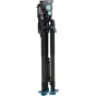 Sirui Pro video stabilizatoriaus komplektas Rapid SVT-75 Pro su SVH15 skysčiu galva - juodas ir mėlynos spalvos stabilizatorius su vidurinio lygio išskleidimu, šonine įkrovimo skysčia galva ir greitai atlenkama plokšte.