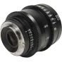 Laowa 15mm T2.1 Zero-D kino objektyvas su Sony FE prijungimu, rodomas artimas vaizdas su fokuso ir apertūros žiedais, demonstruojantis T2.1 maksimalų atvėrimą ir tikslią 0.8 mod pavarą profesionaliam filmavimui