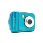 DiFox Easypix Aquapix W3027 Wave vandens atsparus skaitmeninis fotoaparatas ledinio mėlyno spalva, priekinis vaizdas su įmontuotu blitzu ir 2,7 colio ekranu