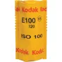Kodak E100 120 ISO 100 profesionalios diapozityvinės juostos originali geltona pakuotė su ryškiais spalvotais akcentais