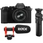 Fudžifilmo X-S20 vlogerio komplektas su XC 15-45mm objektyvu, Rode VideoMic Go II virzītu mikrofonu ir Fudžifilmo TG-BT1 vertikalia rankena profesionaliam turinio kūrimui