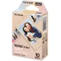 FudžiFilm Instax Mini Soft Glitter 10 lapų miglėta nuotraukų juosta atvirame pakete, pavyzdžiai matomi per skaidrų langelį