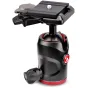 Manfrotto Mini MH494-BH kompakti šarvinė galva su greitai atleidžiamu plokšteliu, 8 kg nešimo talpa, juoda ir raudona spalva, tempimo reguliavimo rankenėlė ir lygio burbuliukai