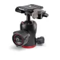 Manfrotto Mini MH494-BH kompaktiška rutulinė galva su 8 kg nešimo talpa, juodo ir raudono dizaino, įtempimo reguliavimo rankenėlėmis ir greito atjungimo plokšte be veidrodinių ir DSLR kamerų