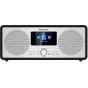 Panasonic RF-D40EG-K internetinis radijas prietaisas su Bluetooth 5.3, DAB, FM ir 6 W stereo garsu – priekis su spalvotu ekranu ir matyti bevilkio atskaitos ir valdymo mygtukai
