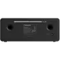 Panasonic RF-D40EG-K DAB/FM radijas prietais užpakalinėje pusėje su išsikišusia teleskopine antena ir dviem 6W stereo garsiakalbiais