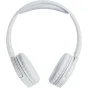 Panasonic RB-HF630BE-W belaidės ausinės su minkštomis ausų pagalvėlėmis ir lengvu dizainu, matomos iš viršaus, matyti elegantiški metaliniai akcentai ir patogus galvos juostos paviršius
