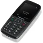 Panasonic KX-TF400EXB juodojo mobiliojo telefono priekis su didelėmis taktilinėmis mygtukais, 2.4 colio spalvotu ekranu ir paprastu meniu.