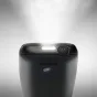 Panasonic KX-TF400EXB mobiliojo telefono nugarė, akcentuojanti jėgos mygtuką, LED indikatorių, mikrofono groteles ir elegantišką matinį juodą dizainą
