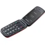 Panasonic KX-TU550EXR raudonas ir juodas suktinis telefonas su atidaryta klaviatūra, 2,8 colių spalvotu ekranu ir 4G VoLTE palaikymu
