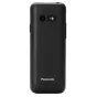 Juodo Panasonic KX-TU250EXB prietaiso nugarinė dalis su pagalbos skambučio mygtuku, kamera ir garsiakalbio groteliu.