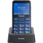 Panasonic KX-TU155EXCN mėlynas bevielis telefonas su 2,4 colių TFT ekranu, apšviestais mygtukais, SOS mygtuku ir įkrovimo stovu