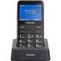 Panasonic KX-TU155EXBN bevielis telefonas su 2,4 colio spalvotu ekranu, apšviestomis mygtukais ir SOS funkcija juodoje krovimo stovėje