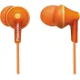 Panasonic RP-HJE125E-D oranžinės įausinės su neodiminiais varikliais, ergonominiu dizainu ir 3,5 mm jungtimi.