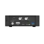 AVMatrix Thunderbolt į PCIe prijungimo stotis iš užpakalio su trimis BNC video išvestimis, DisplayPort, dviem 40Gbps Thunderbolt portais ir USB 3.0, skirtu profesionaliam video darbo stotims