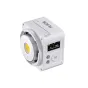 Godox ML80Bi dviejų spalvų LED vaizdo šviesa su 2800K-6500K CCT spalvos temperatūros nustatymo panele, priekinis vaizdas su įsižiebusia lempute ir matomu valdymo ekranu