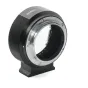 Metabones Leica R į E-mount T adapteris II - preciziškai pagamintas varinis adapteris su chromo apdaila, juodas matinis dizainas, šono vaizdas su saugiais tvirtinimo varžtais