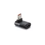 Tilta Khronos 90 laipsnio USB-C adapteris pilkos spalvų su metaliniu male jungtimi ir female prievadu, skirtas efektyviai duomenų perdavimui ir energijos tiekimui.