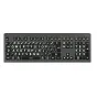 LogicKeyboard XLPrint ASTRA 2 Mac klaviatūra su didelėmis baltomis ant juodų raidėmis, pilno dydžio išdėstymu, žirkliniu mechanizmu, integruotu USB 3.0 hubu ir keliais funkcijų klavišais, skirtais geresnei prieinamumui ir produk