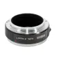 Metabones ALPA į E-mount T adapteris su juodu matinio paviršiaus apdaila, tekstūruotu rankena, raudonu lygiavimo tašku ir prekės ženklo įrašu.