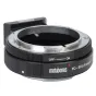 Metabones Canon FD objektyvo adapteris prie Canon RF su nuimamu Arca tipo statyvo pagrindu, juodas ir sidabrinis metalinis korpusas, matomas įjungimo/išjungimo jungiklis
