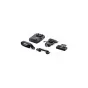 Tilta Mini PD V-Mount baterijos plokštė su reguliuojamu ARCA priimtuoju ir galinėmis jungtimis (P-Tap, USB-C, 2-Pin Lemo) juodoje spalvoje, išskirta į dalis su visomis detalėmis: sukimosi jungtimi, saugumo juosta ir greitai atle