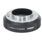 Metabones Contax G į Fuji X-mount T adapteris juodo matinio apdailos priekis su plačiu rankiniu fokuso žiedu ir elektroniniais kontaktais objektyvų integracijai.