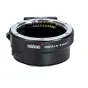 Metabones Contax N į Sony E-mount Smart adapteris juodo matinio apdailos priekis su objektyvo kontaktais ir individualiai konfigūruojamu funkcijų mygtuku