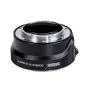 Metabones Contax N į Sony E-mount Smart adapteris juodo matinio apdailos priekis su pritaikomu funkcijų mygtuku ir nuimama statyvo kojelė