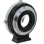 Metabones CY į RF-montavimo CINE Speed Booster ULTRA 0.71x adaptorius su nuimamu Arca-tipo fotostatyvo pėdute, šono vaizdas, rodantis optinius elementus ir tvirto užrakinto mechanizmą