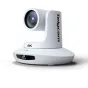 TelyCam Vision+ SE SDI balta PTZ kamera su 12-kartu optiniu zoomu, priekis rodantis objektyvą, diafragmą ir valdymo panelį