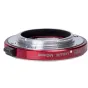 Metabones raudonas Leica M objektyvo prie Micro Four Thirds kameros adapteris su satino apdaila, iš žalvario ir aliuminio, priartintas vaizdas iš priekio