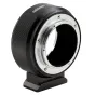 Metabones Olympus OM į Sony E-mount T adapteris - preciziškas varinis adapteris su nuimama Arca tipo statyvo pėda, matine juoda spalva, šoninis vaizdas