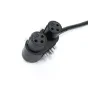 Tilta Mini XLR į 3-pino XLR adapteris Canon C80 su Neutrik XLR3 patelėmis, 3-pino Mini-XLR patinu ir susuktas kabelis su nurodytomis specifikacijomis, padėtas ant paprasto balto fono.