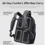 Ulanzi YY038 Urban Travel Backpack V2 22L su ergonominėmis petinėmis ir krūtinės juostomis patogiam kasdieniam nešimui, su oru praleidžiančiu AirMesh nugaros paneliu ir formuotomis S-formos juostomis, užtikrinančiomis natūralų p