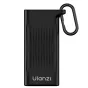 Ulanzi CR2 juoda visko vieną kortelių dėžė su tekstūruota paviršiumi ir išsikišamu karabinu, skirta saugoti ir greitai skaityti korteles per USB 3.1.