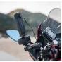 Insta360 INST110-02 vibracijų slopintuvas įmontuotas į motociklo vairą, stabilizuojantis veiklinių kamerų filmavimą, prijungtas prie GPS įrenginio