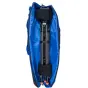 CamRade tripodBag Lite atidarytas vaizdo sumkinės su juodu statyvu viduje, minkšta vidinė pamušalas ir mėlyna Cordura medžiaga statyvams iki 86 cm