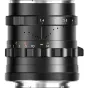 Thypoch Simera 28mm f1.4 objektyvas Sony E mount: priekinis vaizdas su rankiniu fokusavimo žiedu ir diafragmos skalė