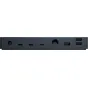 Razer Thunderbolt 4 Dock Chroma užpakalinė pusė su 10 prijungimų: Thunderbolt 4, USB-A, Ethernet, garso įėjimu ir SD kortelių slotu, užtikrinanti greitą ryšį ir dvigubą 4K ekranų palaikymą