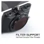 Tilta MB-T15-67 67 mm objektyvo adapteris su priekiniais filtrų siūlais, skirtas saugiai pritvirtinti matuojamąją dėžutę.
