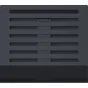 Razer juodo reguliuojamo laptopo stovelis su minimalistiniu dizainu, turintis kelis horizontalius sluoksnius ir elegantišką matinį paviršių, su subtiliai įspaustu prekės ženklu 'Razer' apatinėje dalyje.