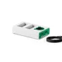 Tilta NP-W126S dvigubo kanalo baterijų įkroviklis miškinio žalios spalvos su USB-C ir Micro-USB įvestimis, LCD būsenos ekranu ir prijungtu kabeliu