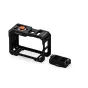 Tilta kameros rėmelis DJI Osmo Action 6 su ergonominiu mygtuko priedu ir magnetine pagrindine plokšte - juodas aliuminio rėmas